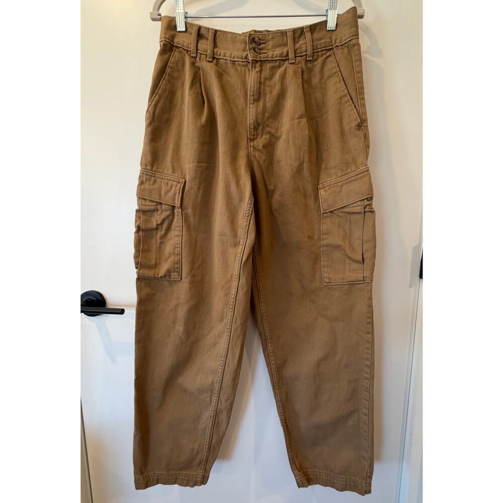 Banana Republic Khaki Cargo Pants 100% Cotton High Waisted Baggy Safari Chic - Picture 4 of 9
